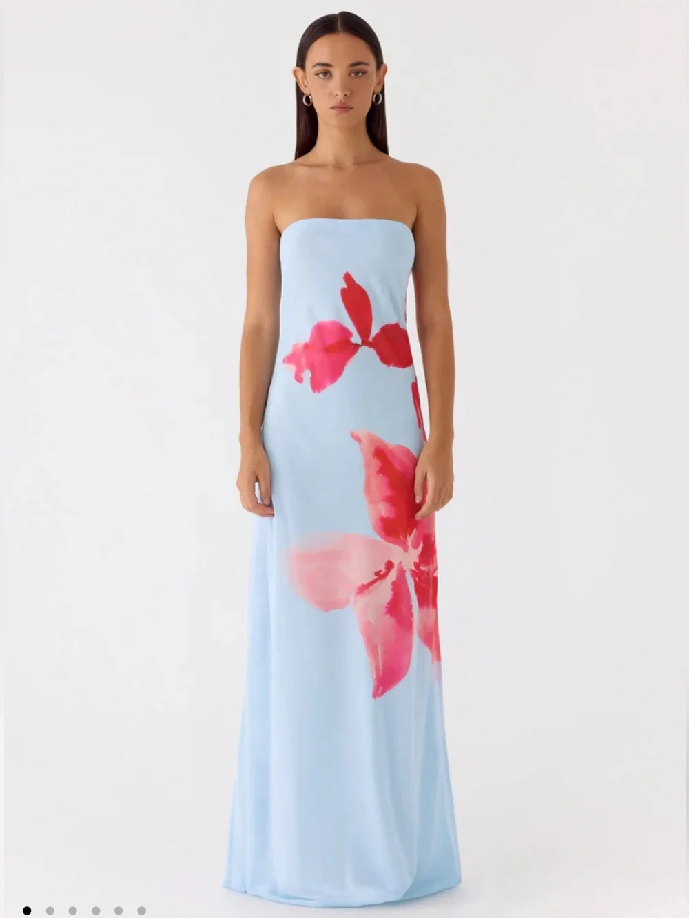 PepperMayo Amelle Maxi Dress in Blue Petal Women Size 8 Floral Strapless New